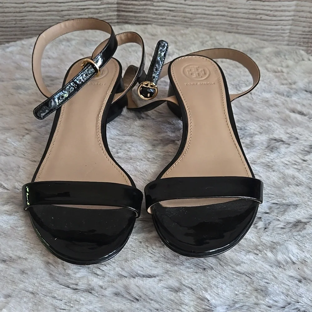Tory Burch Black/Tan Strappy Heels, Womens 7M, Great Condition - Picture 8 of 9